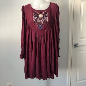 NWT Maroon Long Sleeve Free People Dress